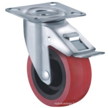 2'' 2.5'' 3'' load 40/50/60KG wheel rotary plate type red PU caster light duty small caster with total brake